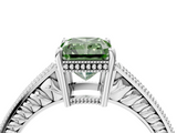 White gold Fancy Green Radiant  Cut Milgrain Channel Set Engagement Ring with Solitaire Prong Setting_53