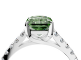 White gold Fancy Green Radiant  Cut Pavé Band Solitaire Ring with Four-Prong Setting_29