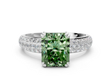 White gold Fancy Green Radiant  Cut Pave Diamond Engagement Ring with Channel Set Band and Four-Prong Setting_35