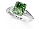 White gold Fancy Green Radiant Cut Solitaire Cathedral Diamond Engagement Ring with Channel-Set Band and Four-Prong Setting_16
