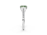 White gold Fancy Green Radiant Cut Solitaire Cathedral Diamond Engagement Ring with Channel-Set Band and Four-Prong Setting_17