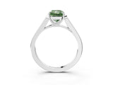White gold Fancy Green Radiant Cut Solitaire Cathedral Diamond Engagement Ring with Channel-Set Band and Four-Prong Setting_18