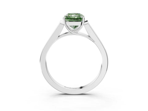 White gold Fancy Green Radiant Cut Solitaire Cathedral Diamond Engagement Ring with Channel-Set Band and Four-Prong Setting_18