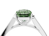 White gold Fancy Green Radiant Cut Solitaire Cathedral Diamond Engagement Ring with Channel-Set Band and Four-Prong Setting_19