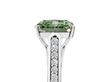 White gold Fancy Green Radiant Cut Solitaire Cathedral Diamond Engagement Ring with Channel-Set Band and Four-Prong Setting_20