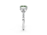 White gold Fancy Green Radiant Cut Solitaire Diamond Engagement Ring with Pavé Band and Six-Prong Setting_14
