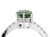 White gold Fancy Green Radiant Cut Solitaire Diamond Engagement Ring with Pavé Band and Six-Prong Setting_16