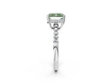 White gold Fancy Green Radiant Cut Solitaire Diamond Engagement Ring with Pavé Band and Six-Prong Setting_26