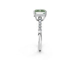 White gold Fancy Green Radiant Cut Solitaire Diamond Engagement Ring with Pavé Band and Six-Prong Setting_27