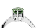 White gold Fancy Green Radiant Cut Solitaire Diamond Engagement Ring with Pavé Band and Six-Prong Setting_28