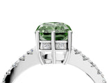 White gold Fancy Green Radiant Cut Solitaire Diamond Engagement Ring with Pavé Band and Six-Prong Setting_29