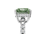 White gold Fancy Green Radiant Cut Solitaire Diamond Engagement Ring with Pavé Band and Six-Prong Setting_30