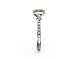 White gold Fancy Green Radiant  Cut Solitaire Diamond Engagement Ring with Pave Band and Four-Prong Setting_147