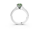 White gold Fancy Green Radiant  Cut Solitaire Diamond Engagement Ring with Pave Band and Four-Prong Setting_148