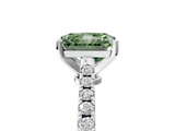 White gold Fancy Green Radiant  Cut Solitaire Diamond Engagement Ring with Pave Band and Four-Prong Setting_150