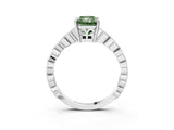 White gold Fancy Green Radiant Cut Solitaire Diamond Ring with Infinity Twist Band and Four-Prong Setting_15