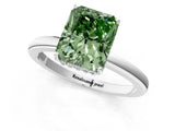 White gold Fancy Green Radiant Cut Solitaire Diamond Ring with Prong Setting and Plain Band_13