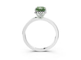 White gold Fancy Green Radiant Cut Solitaire Diamond Ring with Prong Setting and Plain Band_15