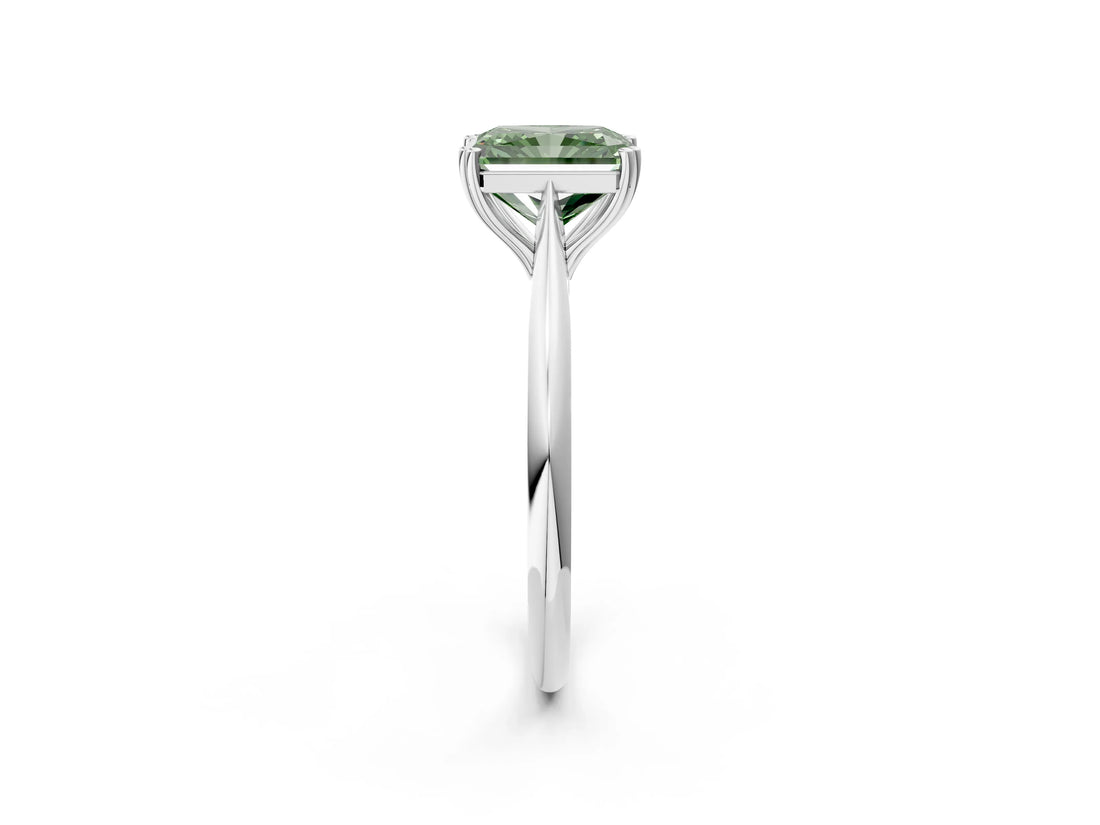 White gold Fancy Green Radiant Cut Solitaire Diamond Ring with Six-Prong Setting and Classic Band_26