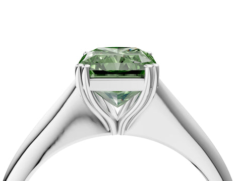 White gold Fancy Green Radiant Cut Solitaire Diamond Ring with Six-Prong Setting and Classic Band_4