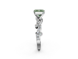 White gold Fancy Green Radiant  Cut Solitaire Diamond Twisted Band with Pave Setting_44