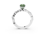 White gold Fancy Green Radiant  Cut Solitaire Diamond Twisted Band with Pave Setting_45