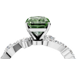 White gold Fancy Green Radiant  Cut Solitaire Diamond Twisted Band with Pave Setting_46
