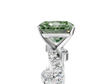 White gold Fancy Green Radiant  Cut Solitaire Diamond Twisted Band with Pave Setting_47