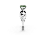 White gold Fancy Green Radiant  Cut Solitaire Diamond with Side Stones on Criss-Cross Band and Four-Prong Setting_5