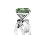 White gold Fancy Green Radiant  Cut Solitaire Diamond with Side Stones on Criss-Cross Band and Four-Prong Setting_8