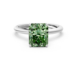 White gold Fancy Green Radiant  Cut Solitaire Engagement Ring with Four-Prong Setting and Classic Band_20