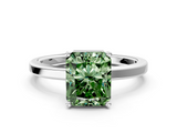 White gold Fancy Green Radiant  Cut Solitaire Engagement Ring with Four-Prong Setting on a Classic Band_20