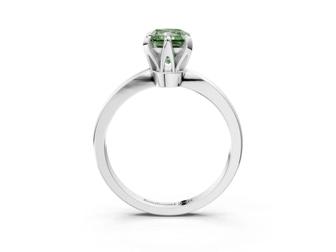 White gold Fancy Green Radiant Cut Solitaire Engagement Ring with Six-Prong Setting and Tapered Band_3