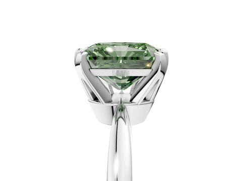 White gold Fancy Green Radiant Cut Solitaire Engagement Ring with Six-Prong Setting and Tapered Band_5