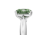 White gold Fancy Green Radiant  Cut Solitaire Engagement Ring with Tapered Band and Four-Prong Setting