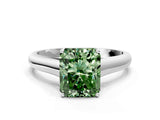 White gold Fancy Green Radiant Cut Solitaire Engagement Ring with Tapered Band and Four-Prong Setting_15