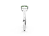White gold Fancy Green Radiant Cut Solitaire Engagement Ring with Tapered Band and Four-Prong Setting_17