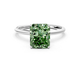 White gold Fancy Green Radiant  Cut Solitaire Engagement Ring with Thin Band and Four-Prong Setting_3