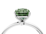 White gold Fancy Green Radiant  Cut Solitaire Engagement Ring with Thin Band and Four-Prong Setting_7