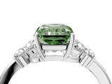 White gold Fancy Green Radiant  Cut Solitaire Floral Diamond Ring with Four-Prong Setting_39