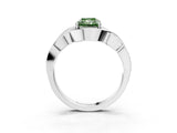 White gold Fancy Green Radiant Cut Solitaire Intertwined Band Prong Setting Ring_3