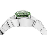 White gold Fancy Green Radiant Cut Solitaire Intertwined Band Prong Setting Ring_4