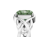 White gold Fancy Green Radiant Cut Solitaire Intertwined Band Prong Setting Ring_5