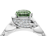 White gold Fancy Green Radiant Cut Solitaire Leaf-Inspired Engagement Ring with Prong Setting_16