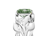 White gold Fancy Green Radiant Cut Solitaire Leaf-Inspired Engagement Ring with Prong Setting_17