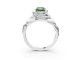 White gold Fancy Green Radiant Cut Solitaire Leaf-Inspired Engagement Ring with Prong Setting_27