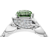 White gold Fancy Green Radiant Cut Solitaire Leaf-Inspired Engagement Ring with Prong Setting_40