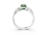 White gold Fancy Green Radiant Cut Solitaire Milgrain Leaf Band with Prong Setting_15