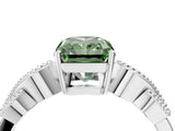 White gold Fancy Green Radiant Cut Solitaire Milgrain Leaf Band with Prong Setting_16