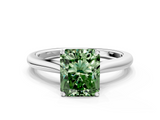 White gold Fancy Green Radiant  Cut Solitaire Ring with Cathedral Band and Four-Prong Setting_43